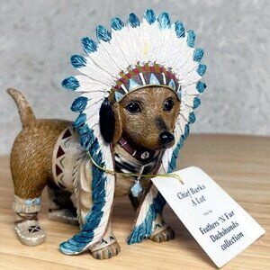 Chief Barks A Lot Feather 'N Fur Dachshunds Hamilton Collection 2016 Figurine